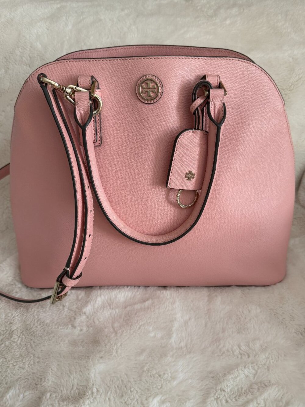 Tory Burch Robinson Open Dome Pink Leather Satchel Bag - Picture 3 of 16